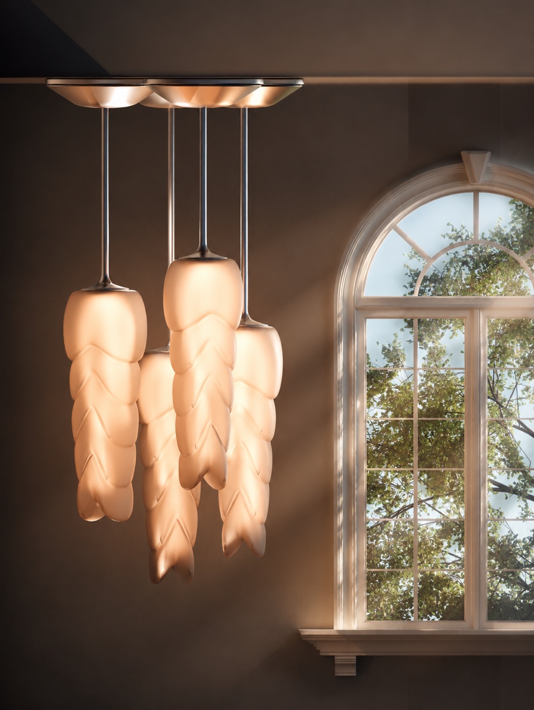 Yugoslavia Lamp ceiling variation, several suspended sculptural pendants